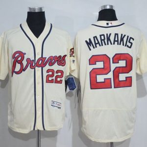 Atlanta Braves #22 Nick Markakis Cream Flexbase Collection Stitched MLB Jersey