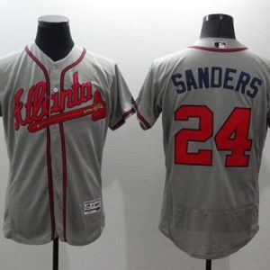 Atlanta Braves #24 Deion Sanders Grey Flexbase Collection Stitched MLB Jersey