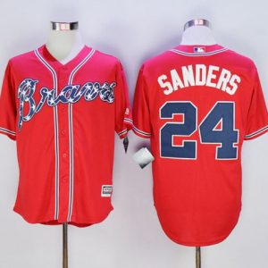 Atlanta Braves #24 Deion Sanders Red New Cool Base Stitched MLB Jersey