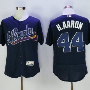 Atlanta Braves #44 Hank Aaron Navy Blue Flexbase Collection Stitched MLB Jersey