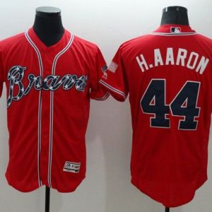 Atlanta Braves #44 Hank Aaron Red Flexbase Collection Stitched MLB Jersey