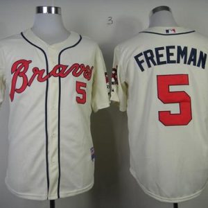 Atlanta Braves #5 Freddie Freeman Cream Alternate Cool Base Stitched MLB Jersey