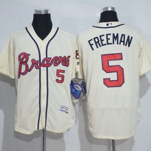 Atlanta Braves #5 Freddie Freeman Cream Flexbase Collection Stitched MLB Jersey