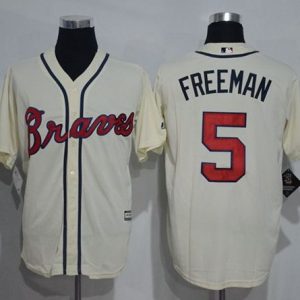 Atlanta Braves #5 Freddie Freeman Cream New Cool Base Stitched MLB Jersey