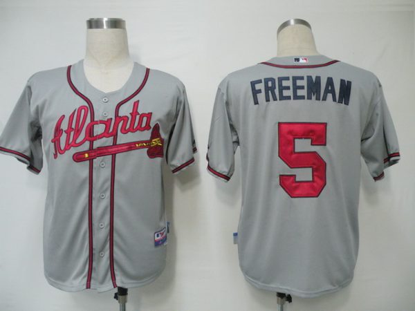 Atlanta Braves #5 Freddie Freeman Grey Cool Base Stitched MLB Jersey