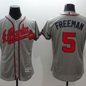 Atlanta Braves #5 Freddie Freeman Grey Flexbase Collection Stitched MLB Jersey