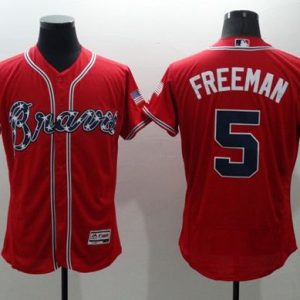 Atlanta Braves #5 Freddie Freeman Red Flexbase Collection Stitched MLB Jersey