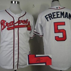 Atlanta Braves #5 Freddie Freeman White Cool Base Autographed Stitched MLB Jersey