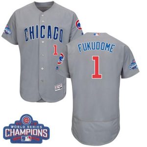 Chicago Cubs #1 Kosuke Fukudome Grey Flexbase Collection Road 2016 World Series Champions Stitched MLB Jersey