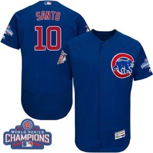 Chicago Cubs #10 Ron Santo Blue Flexbase Collection 2016 World Series Champions Stitched MLB Jersey