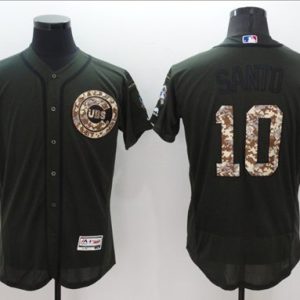 Chicago Cubs #10 Ron Santo Green Flexbase Collection Salute to Service Stitched MLB Jersey