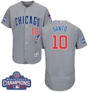 Chicago Cubs #10 Ron Santo Grey Flexbase Collection Road 2016 World Series Champions Stitched MLB Jersey