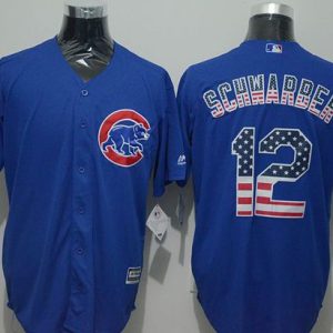 Chicago Cubs #12 Kyle Schwarber Blue USA Flag Fashion Stitched MLB Jersey