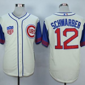 Chicago Cubs #12 Kyle Schwarber Cream/Blue 1942 Turn Back The Clock Stitched MLB Jersey