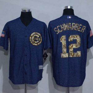 Chicago Cubs #12 Kyle Schwarber Denim Blue Salute to Service Stitched MLB Jersey