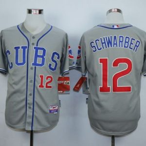 Chicago Cubs #12 Kyle Schwarber Grey Cool Base Stitched MLB Jersey