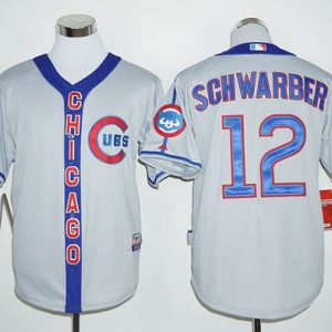 Chicago Cubs #12 Kyle Schwarber Grey Cooperstown Stitched MLB Jersey