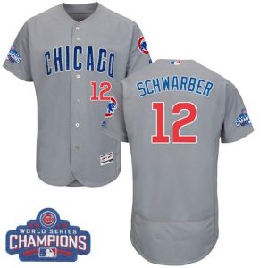 Chicago Cubs #12 Kyle Schwarber Grey Flexbase Collection Road 2016 World Series Champions Stitched MLB Jersey