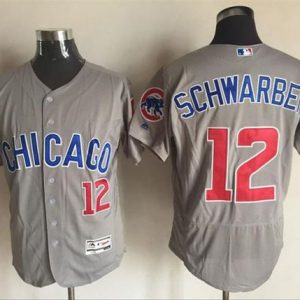 Chicago Cubs #12 Kyle Schwarber Grey Flexbase Collection Road Stitched MLB Jersey