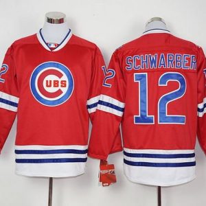 Chicago Cubs #12 Kyle Schwarber Red Long Sleeve Stitched MLB Jersey