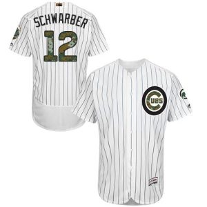 Chicago Cubs #12 Kyle Schwarber White(Blue Strip) Flexbase Collection 2016 Memorial Day Stitched MLB Jersey