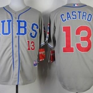 Chicago Cubs #13 Starlin Castro Grey Alternate Road Cool Base Stitched MLB Jersey