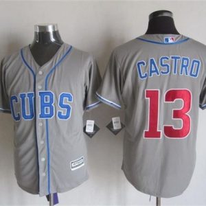 Chicago Cubs #13 Starlin Castro Grey Alternate Road New Cool Base Stitched MLB Jersey