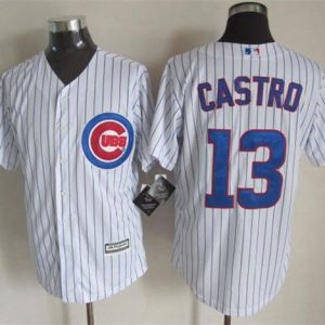 Chicago Cubs #13 Starlin Castro White Strip New Cool Base Stitched MLB Jersey