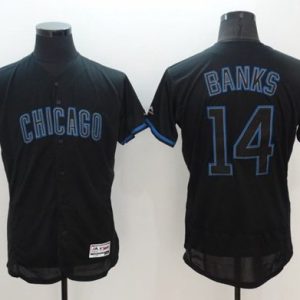 Chicago Cubs #14 Ernie Banks Black Fashion Flexbase Collection Stitched MLB Jersey