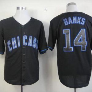 Chicago Cubs #14 Ernie Banks Black Fashion Stitched MLB Jersey