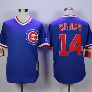 Chicago Cubs #14 Ernie Banks Blue Cooperstown Stitched MLB Jersey