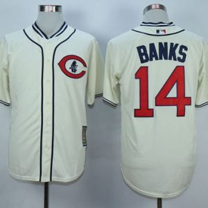 Chicago Cubs #14 Ernie Banks Cream 1929 Turn Back The Clock Stitched MLB Jersey