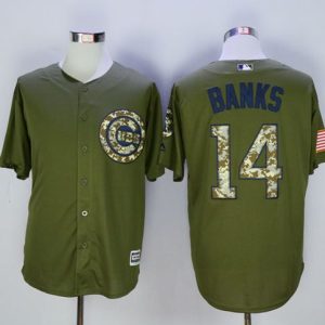 Chicago Cubs #14 Ernie Banks Green Camo New Cool Base Stitched MLB Jersey