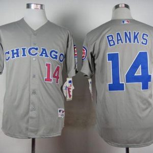 Chicago Cubs #14 Ernie Banks Grey 1990 Turn Back The Clock Stitched MLB Jersey