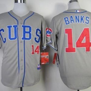 Chicago Cubs #14 Ernie Banks Grey Alternate Road Cool Base Stitched MLB Jersey