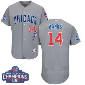 Chicago Cubs #14 Ernie Banks Grey Flexbase Collection Road 2016 World Series Champions Stitched MLB Jersey