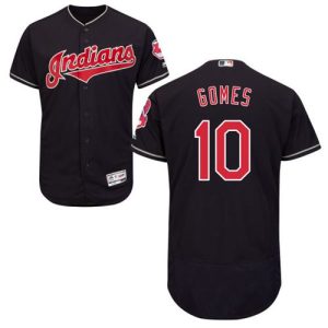 Cleveland Indians #10 Yan Gomes Navy Blue Flexbase Collection Stitched MLB Jersey