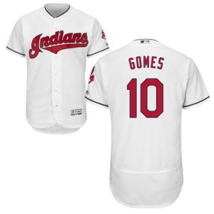 Cleveland Indians #10 Yan Gomes White Flexbase Collection Stitched MLB Jersey