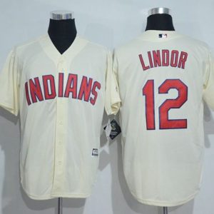 Cleveland Indians #12 Francisco Lindor Cream New Cool Base Stitched MLB Jersey