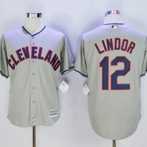 Cleveland Indians #12 Francisco Lindor Grey New Cool Base Stitched MLB Jersey