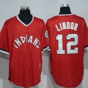 Cleveland Indians #12 Francisco Lindor Red 1978 Turn Back The Clock Stitched MLB Jersey