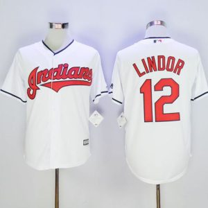 Cleveland Indians #12 Francisco Lindor White New Cool Base Stitched MLB Jersey