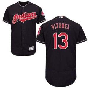 Cleveland Indians #13 Omar Vizquel Navy Blue Flexbase Collection Stitched MLB Jersey