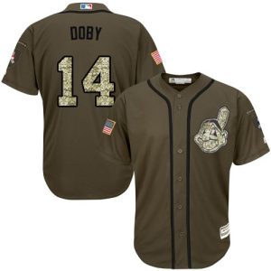 Cleveland Indians #14 Larry Doby Green Salute to Service Stitched MLB Jersey