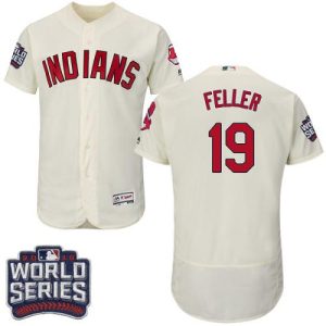 Cleveland Indians #19 Bob Feller Cream Flexbase Collection 2016 World Series Bound Stitched MLB Jersey