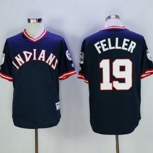 Cleveland Indians #19 Bob Feller Navy Blue 1976 Turn Back The Clock Stitched MLB Jersey