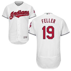 Cleveland Indians #19 Bob Feller White Flexbase Collection Stitched MLB Jersey