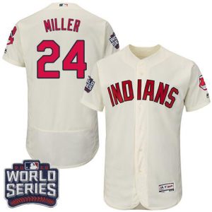 Cleveland Indians #24 Andrew Miller Cream Flexbase Collection 2016 World Series Bound Stitched MLB Jersey