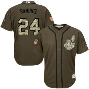 Cleveland Indians #24 Manny Ramirez Green Salute to Service Stitched MLB Jersey