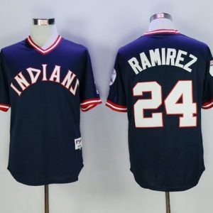 Cleveland Indians #24 Manny Ramirez Navy Blue 1976 Turn Back The Clock Stitched MLB Jersey